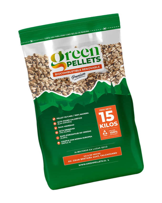60 Bolsas de Pellet GREEN PELLET 15kg ($3.800 la unidad)
