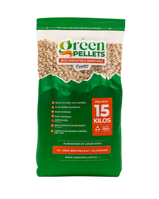 100 Bolsas de Pellet GREEN PELLET 15kg ($3.650 la unidad)