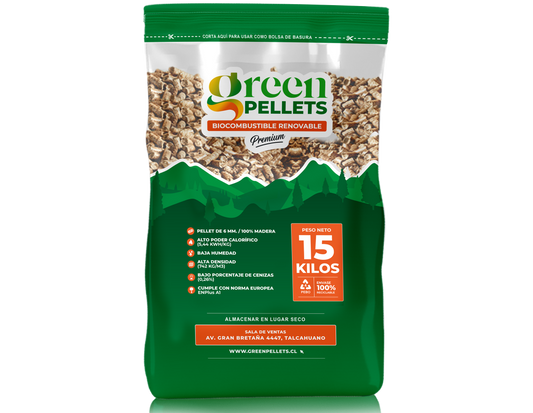 20 Bolsas de Pellet GREEN PELLET 15kg ($3.750 la unidad)
